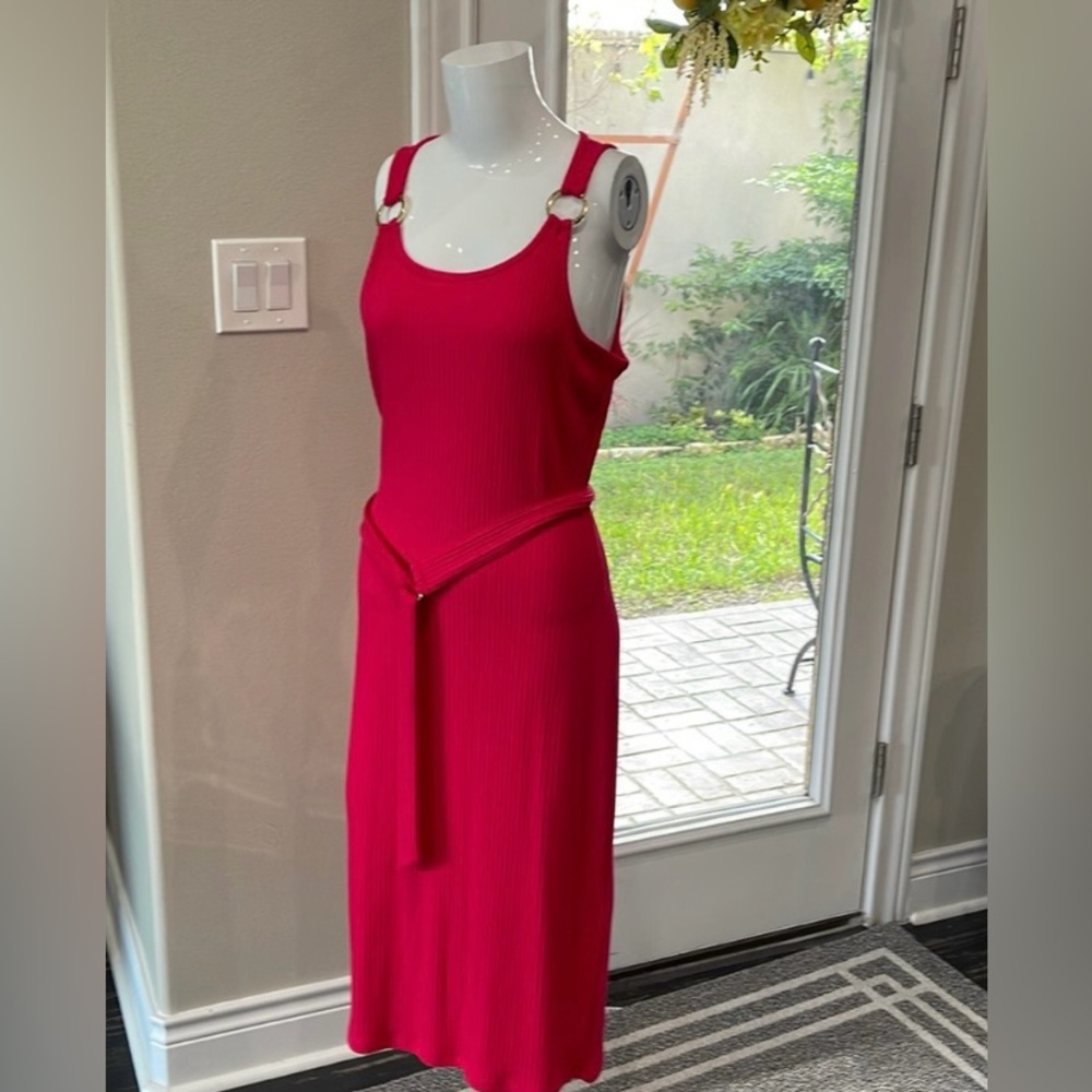 NWT Michael Kors Deep Pink Sleeveless Sheath Midi Dress